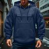Men's Cargo Hoodie | Drawstring Multi-Pocket, Solid Color For Outdoor & Casual Wear