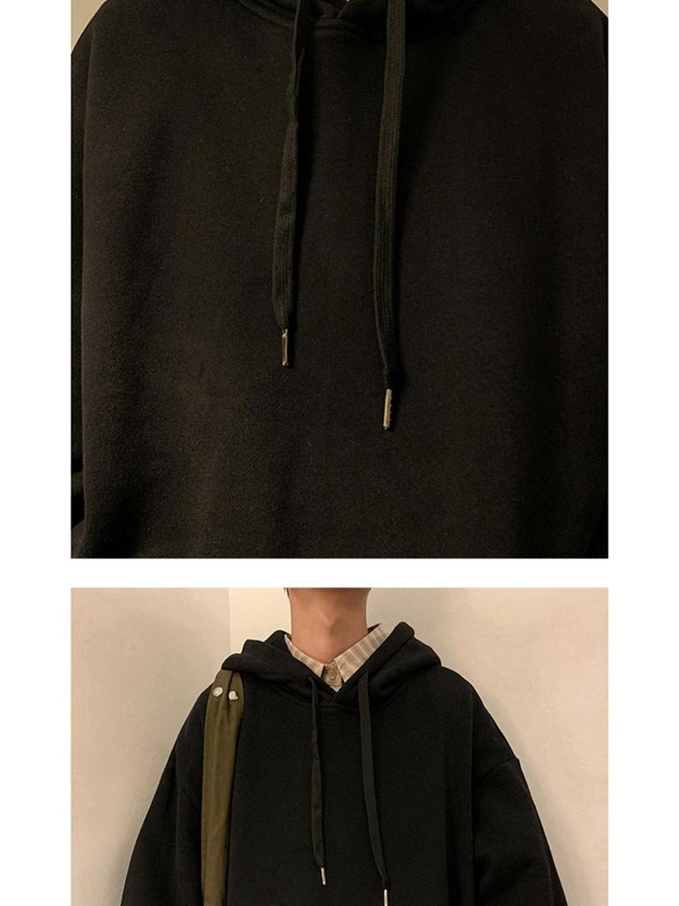 Trendiger Oversize-Hoodie für Herren: 300 g schwere chinesische Baumwolle, einfarbig, Westküsten-Stil, Unisex.