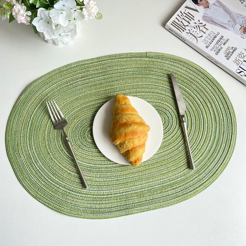 1/4/6PCS 35x50cm Big Oval Green Braided Placemats Gift Table Place Mats for Dining Tables Place Mat Christmas Round Table Mats