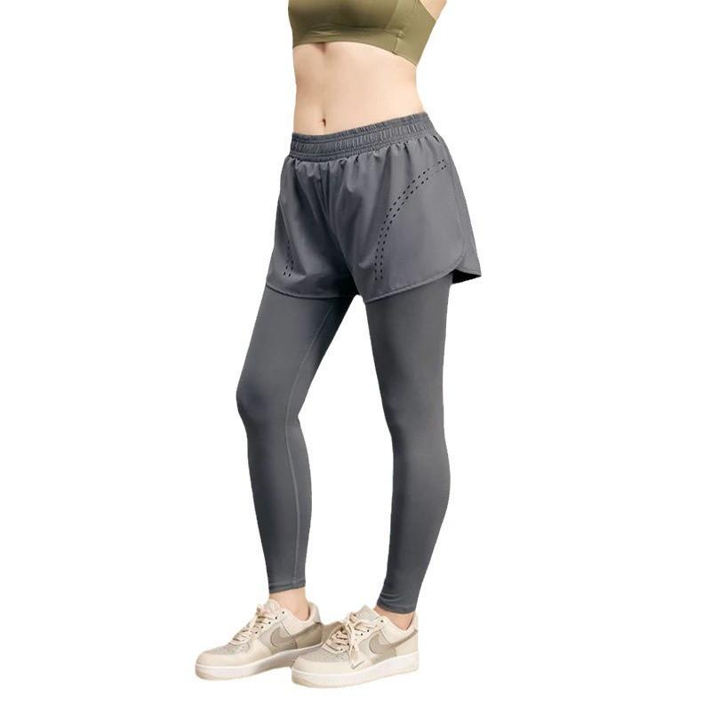 Womens High-Waisted Seamless Running Leggings With Pockets Quick-Dry Stretch Yoga Pants Gym Fitness