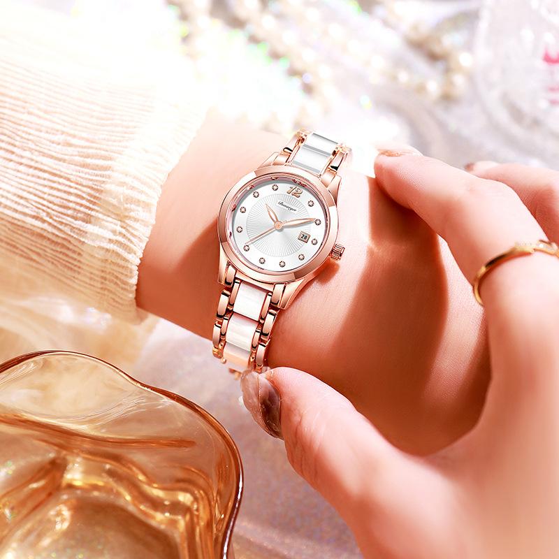 Women Ceramic Watches Ladies Waterproof Quartz Bracelet Watch Date Clock