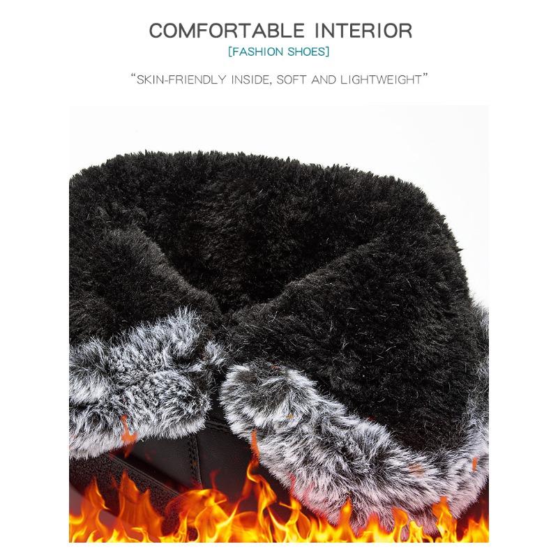 Plus Size Faux Fur Collar High-Top Chunky Sole Winter Snow Boots Velcro Fastening Waterproof Women's Boots Casual Women's Footwear