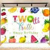 2D Colorful Fruit Twotti Frutti 2nd Birthday Party 2D Backdrop Photo Background