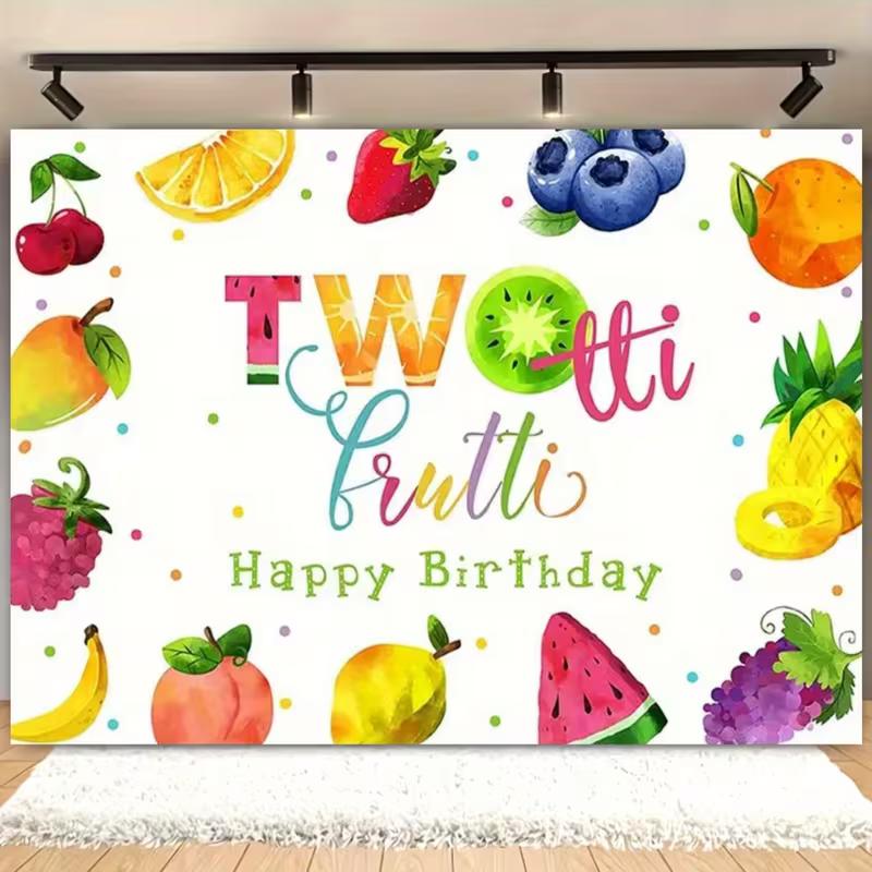 2D Colorful Fruit Twotti Frutti 2nd Birthday Party 2D Backdrop Photo Background