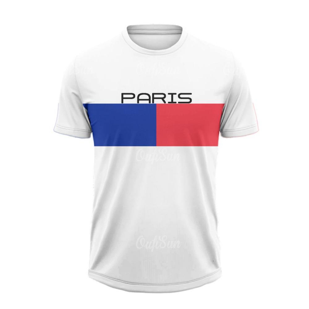Summer T Shirt For Men Casual Short Sleeve Paris Letter Print Tops Outdoor Sports Fitness Clothing Quick-drying T-shirts