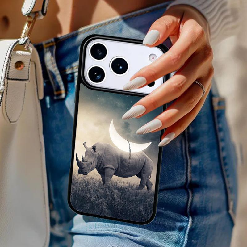 Animal Rhino Phone Case For iPhone 17 Air 14 15 13 12 Max Cover For Apple 14 15 16 16e 11 Pro Max Plus Coque