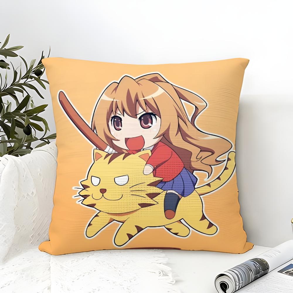 

Anime TToradora Pillow Case Cotton Linen Fabric Square Zipper Pillowcase Home Decorative Living Room 30X30cm