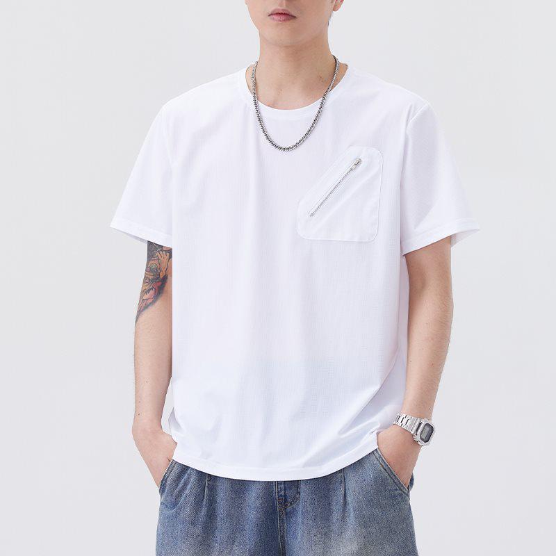 2026 Men's Summer Versatile Zipper Pocket Loose T-Shirt