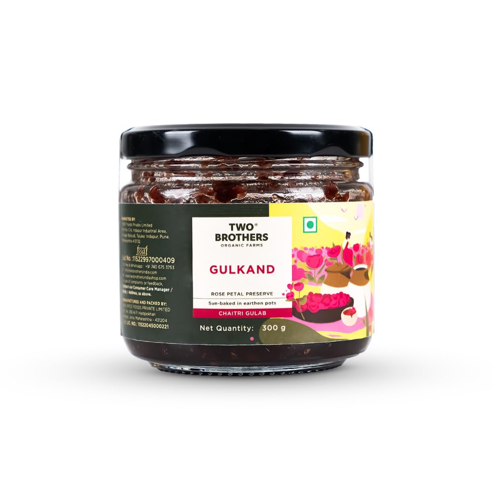Two Brothers Organic Farms Натуральный Гулканд Джем из Лепестков Розы 300 г Без Рафинированного Сахара Сырой Мед Мишри
