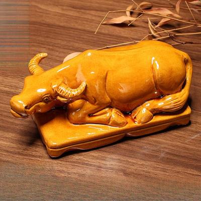 Ceramic Cow Figurines: Zodiac Porcelain Decorations for Living Room or Office