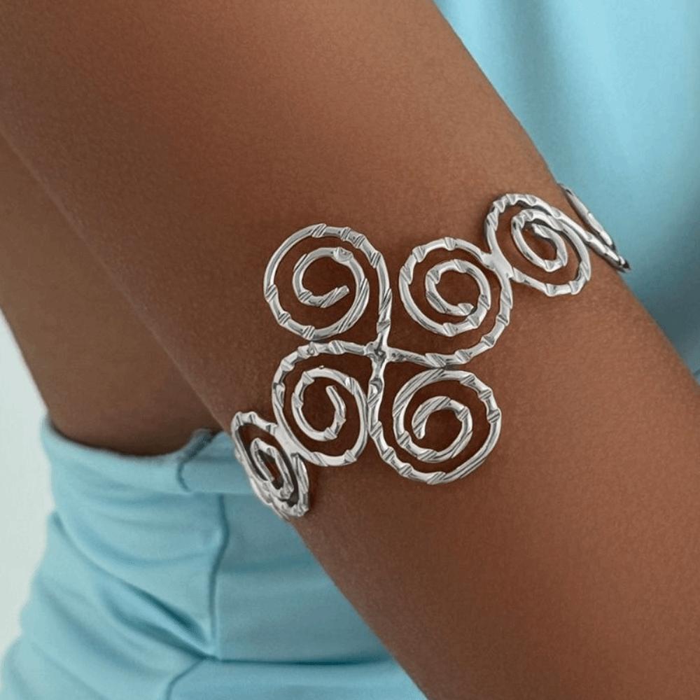 Hollow Out Geometric Spiral Bracelet Adjustable Arm Ring Exquisite Gold Jewelry  Arm Accessories