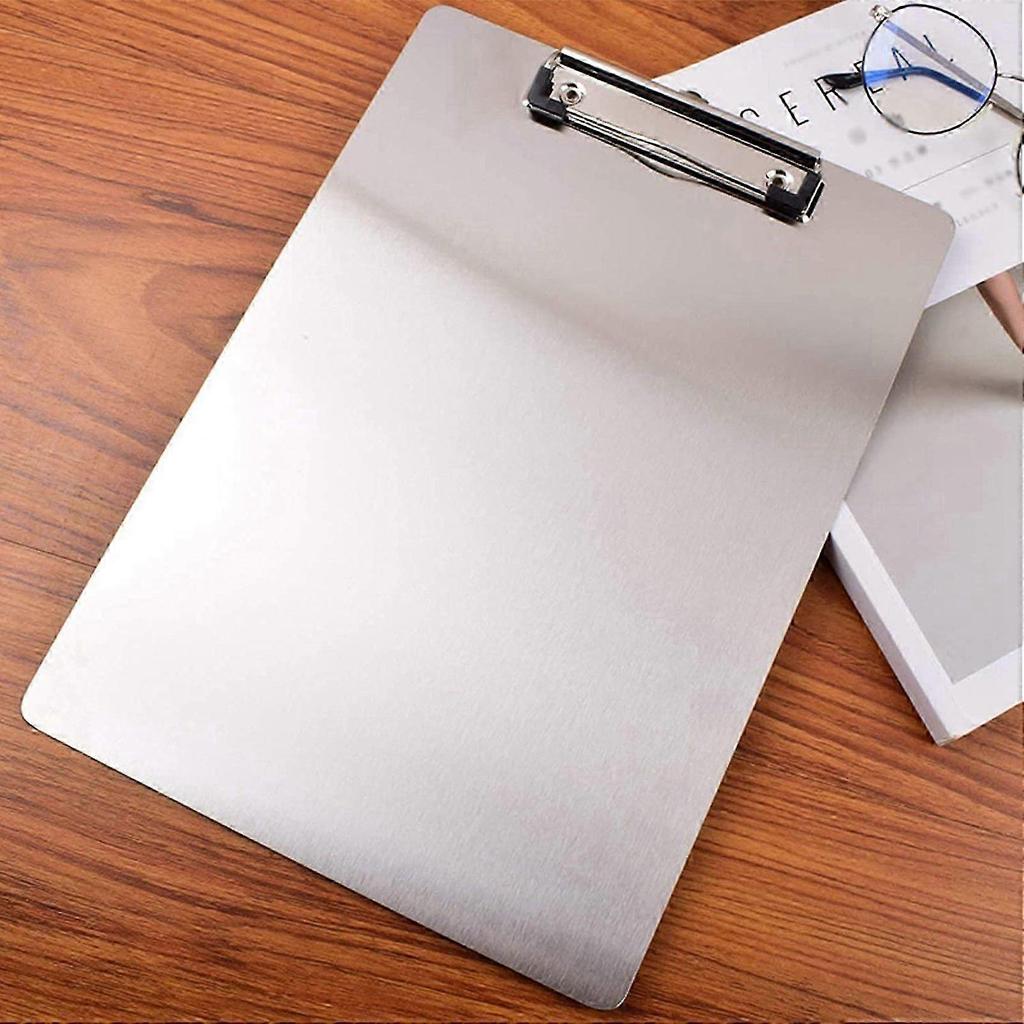 4X Metal Clipboard Folder A4 Stainless Steel Clip Board Bill Storage Folder Writing File Board Menu Splint for Business