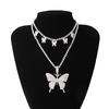 Fashion Creative Rhinestone Butterfly Perfume Keychain Hip Hop Cuban Necklace No. 5 Pendant for Women Elegant Holiday Jewelry
