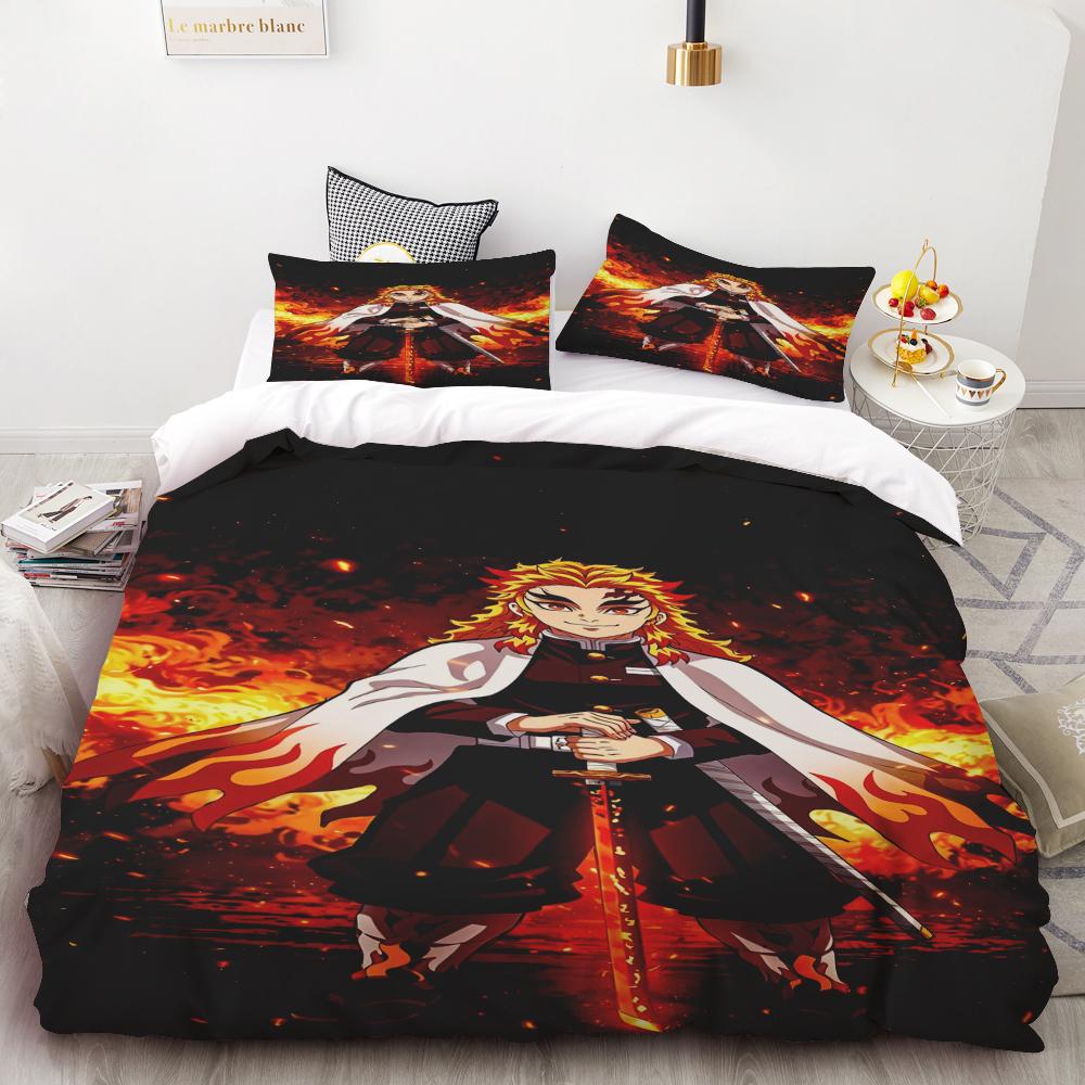 Duvet Covers Japan Anime 3D Printed Kawaii Demon Slayer Bedding Set Duvet Covers Comforter Bedding Sets Bedclothes Bed Home