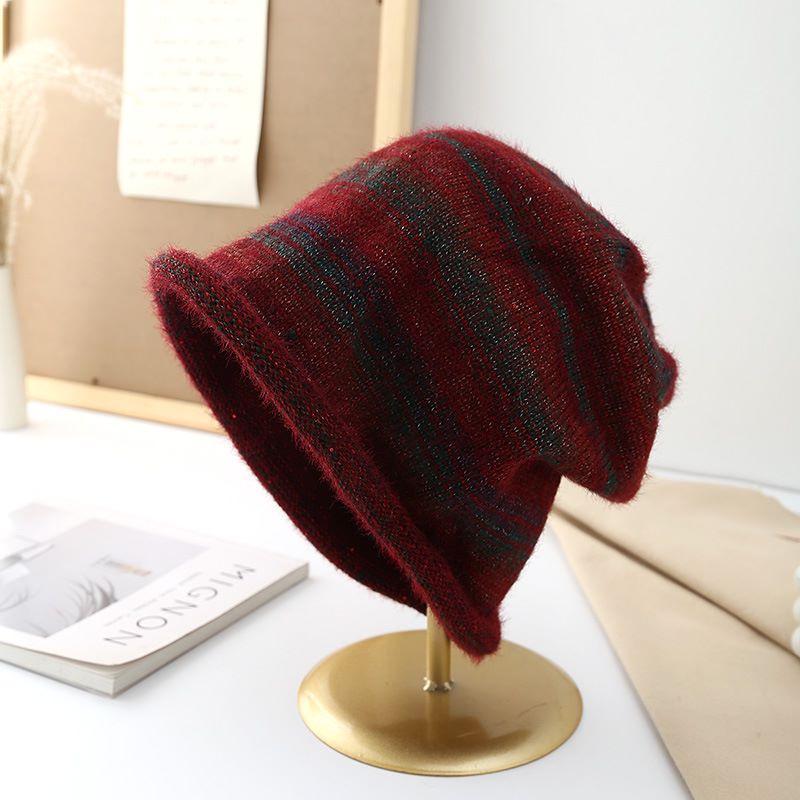 Color autumn and winter big head circumference knitted wool hat children show face small versatile ear protection confinement hat gradual change colo