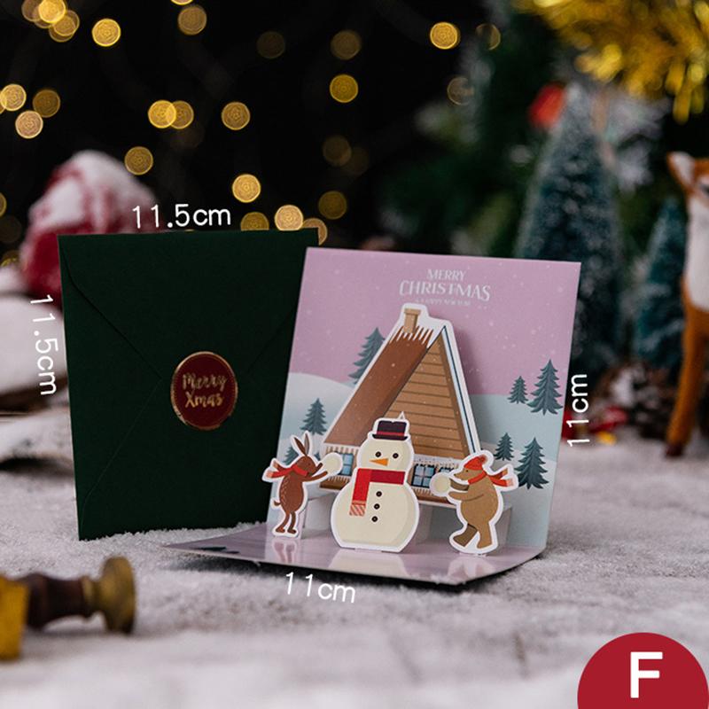 Merry Christmas Greeting Card With Envelope 3D Pop UP Santa Snowman Christmas Tree Friends Family Xmas Gifts Wishes Postcard