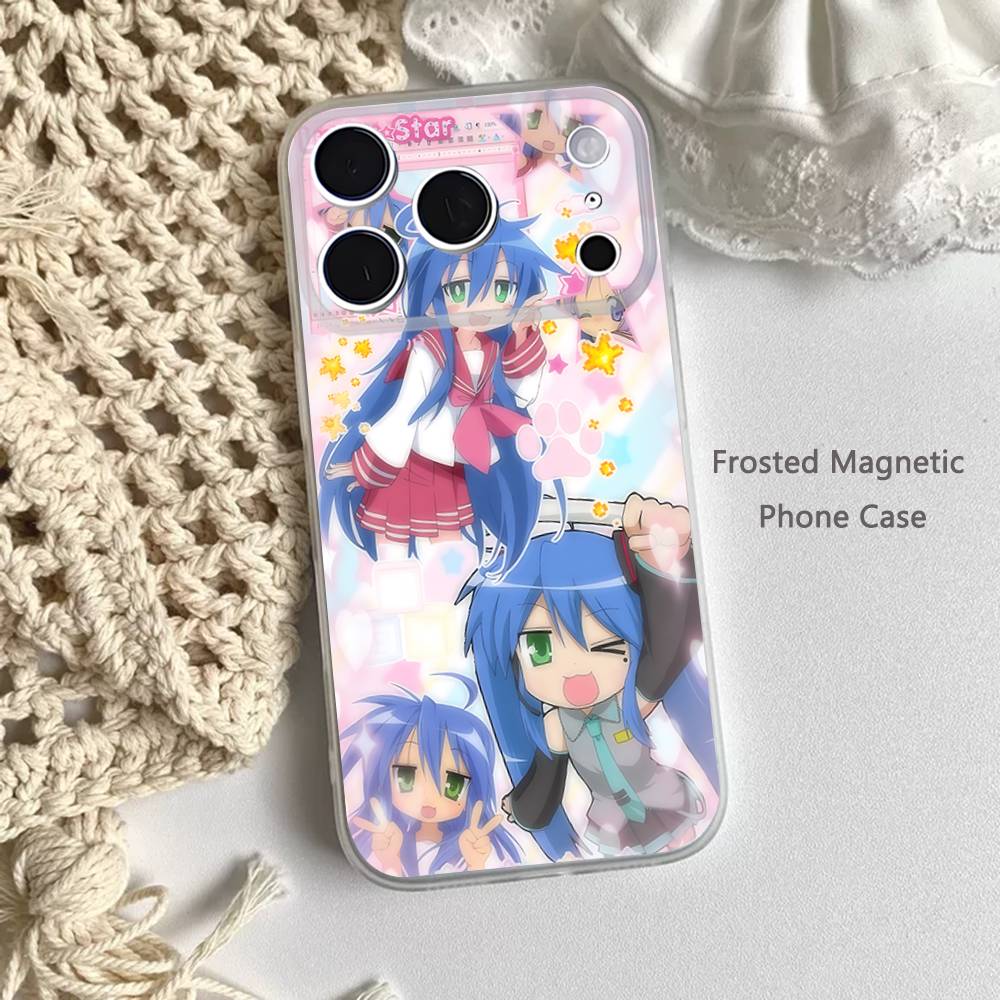 K-Konata Izumi Lucky S-Star Frosted Clear Magnetic Case for iPhone 17,16,15,14,13,12,11 Pro,Max,Plus,Mini,Air,E