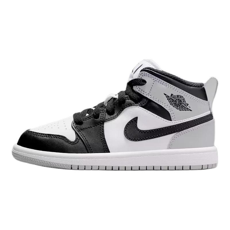 Air Jordan 1 Mid kids mid-top basketball shoes white black comfortable versatile durable for little kids & big kids DQ8424-101 32