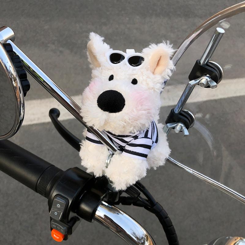 Kawaii West Highland Terrier Welpen Plüschtier Cartoon Magnetische Stoffpuppen Motorrad Elektrofahrrad Rückspiegel Anhänger Dekor