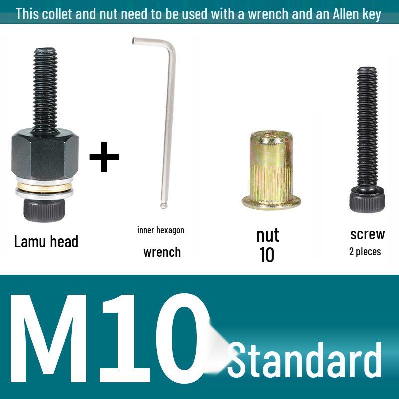 Multi-Purpose Electric Rivet Tool with Manual Wrench and Nut Head Attachment