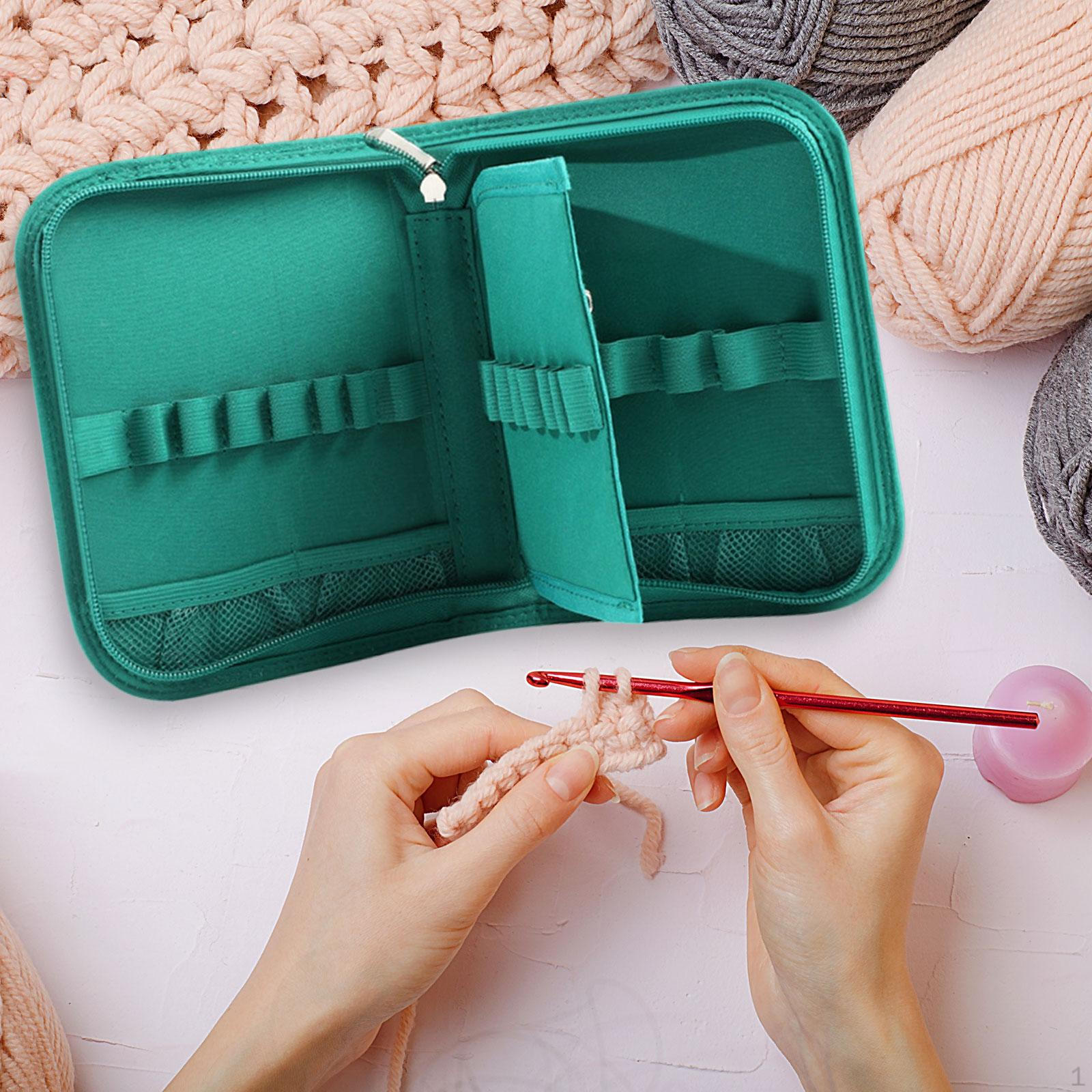 

Crochet Hook Case Accessories Storage Portable Knitting Tool Pouch for Home DIY зелений