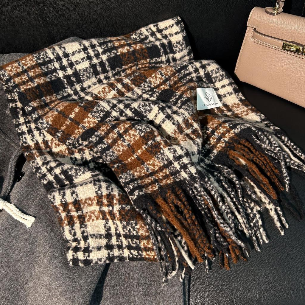 New mohair scarf autumn and winter Korean high-end versatile Maillard imitation cashmere warm