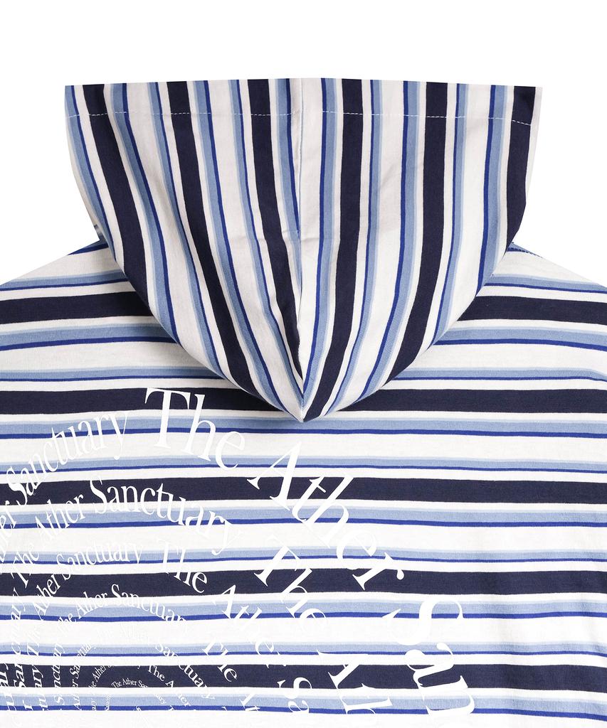 Circular Type Striped Hoodie (Sky Blue)