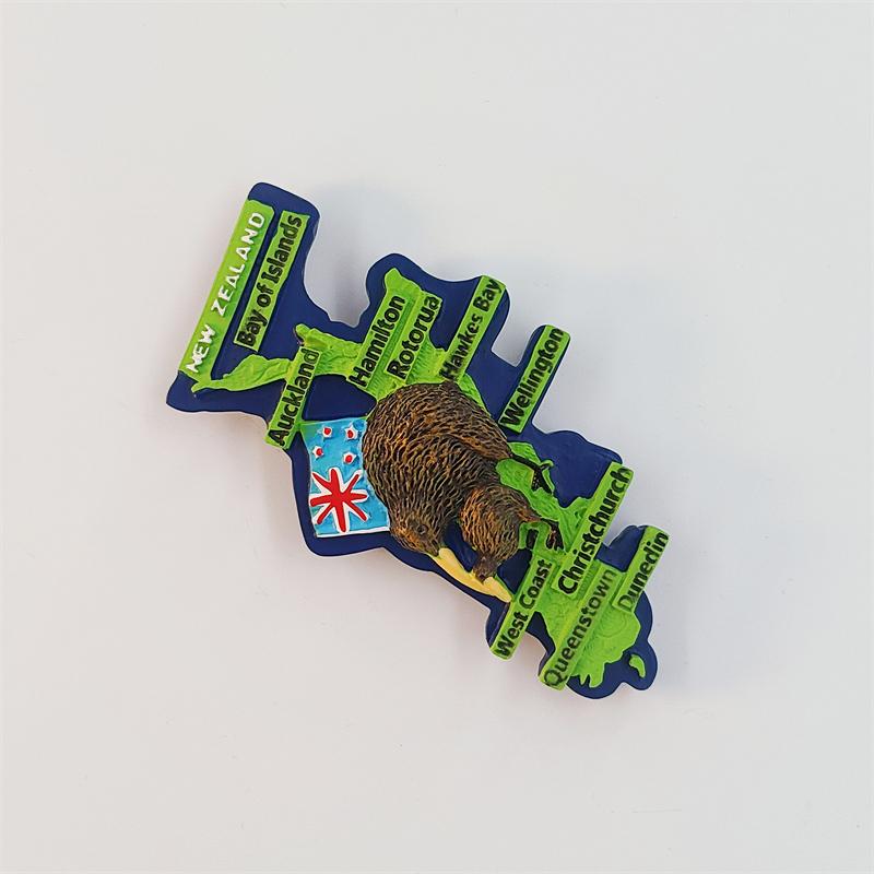 Oceania New Zealand kiwi Map 3D Stereoscopic Tourism souvenirs Resin painting Decoration home Refrigerator magnets
