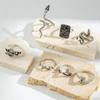 Dark Snake Pattern Ring, Punk Style Snake Animal Retro Exaggerated Ring Seven-piece Set