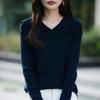 Spring & Autumn Women's Korean Style Elegant Solid Color Lapel Knitwear Sweater