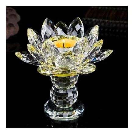 Household Colorful Crystal Lotus Candlestick, Butter Lamp Holder, Buddha Offering Lamp, Interior Decoration, Buddha Hall, Prayer