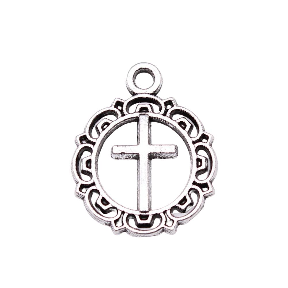 

20шт подвески-крестики античное серебро цвет цинковый сплав 19х16мм