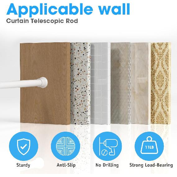 White Tension Curtain Rods18 to 36 Inch,Small Curtain Rods No Drilling,Short Tension Rod,Adjustable Spring Rod for Windows,Door,Closet