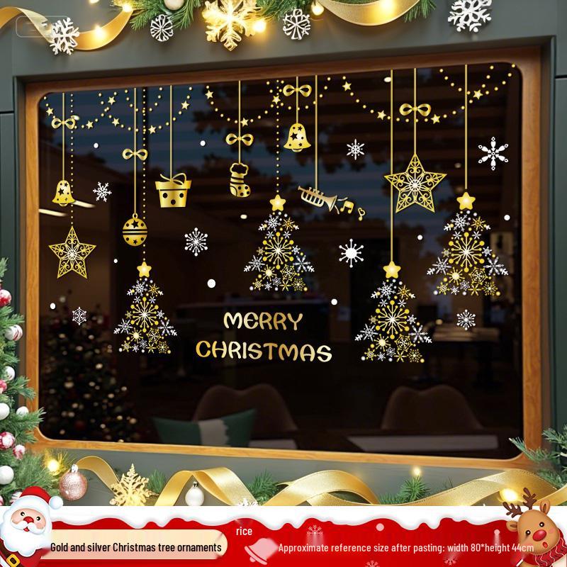 Christmas Tree Ornaments & Window Clings Set: Festive Static Stickers for Glass, Doors, and Holiday Decor