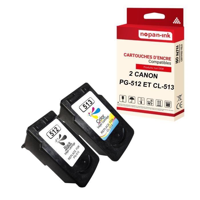 NOPAN-INK - x2 Cartouches compatibles pour CANON PG-512 XL + CL-513 XL PG-512XL + CL-513XL Noir + Cyan + Magenta + Jaune pour Canon