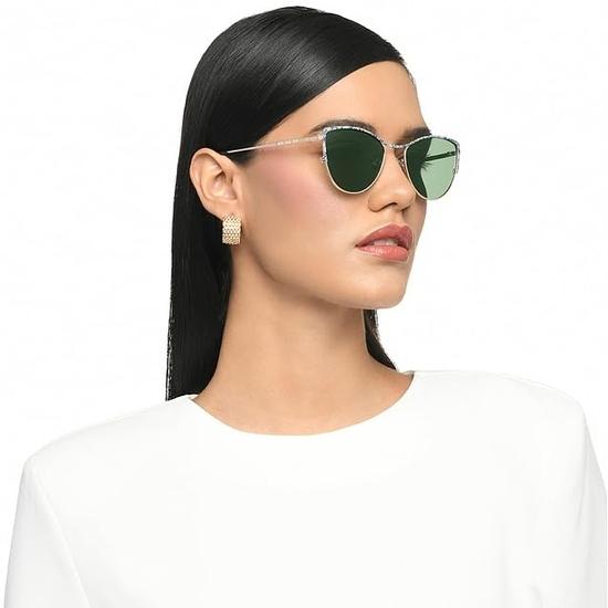 Vincent Chase By Lenskart | Gold - Green Full Rim Cat Eye | Floral Edit | Branded Latest| 100% UV Protected | For Women| VC S16759
