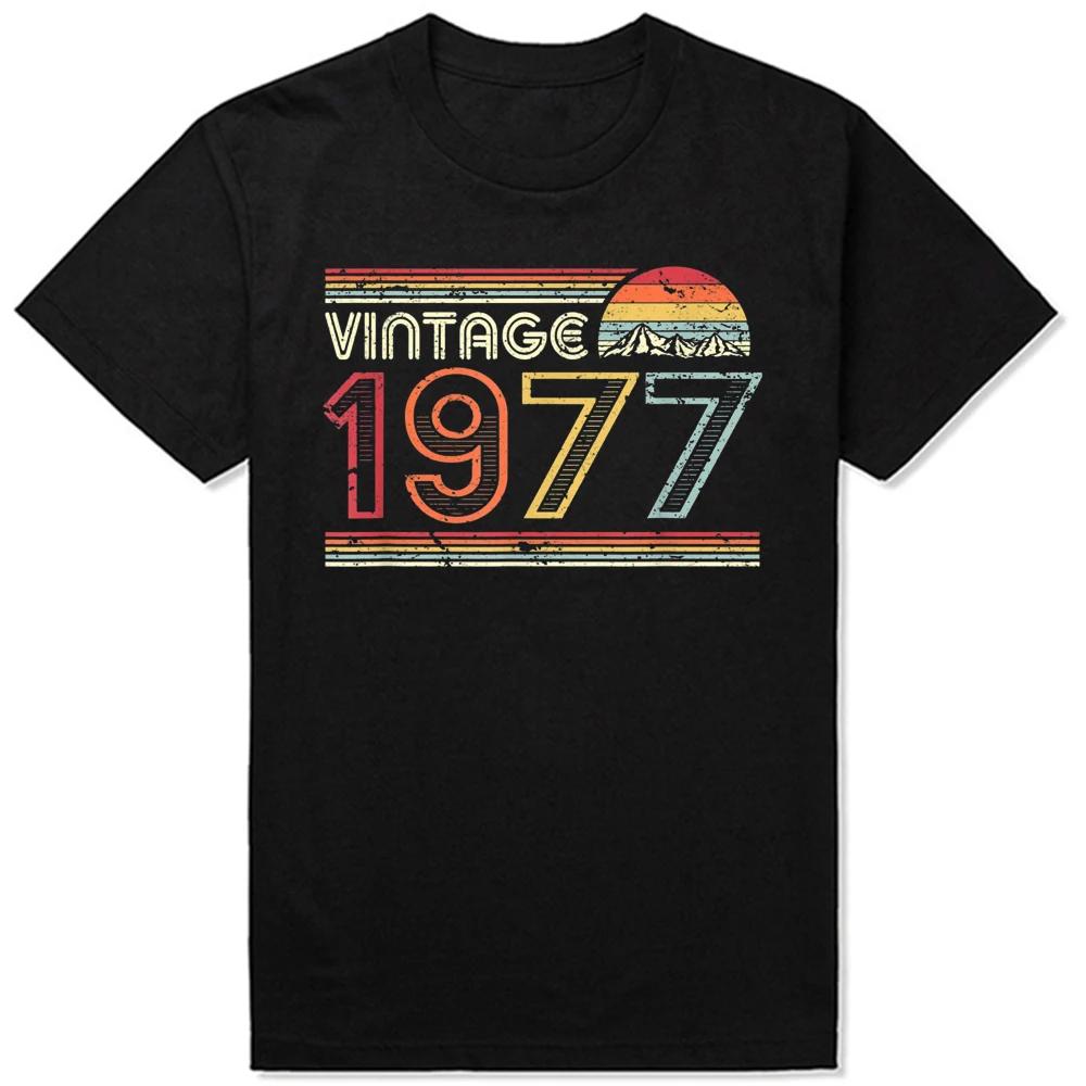 Fashion 47th 47 Years Old Birthday Party Tshirt Male Top Vintage 1977 Limited Edition Black T Shirts Streetwear Harajuku - Me... S