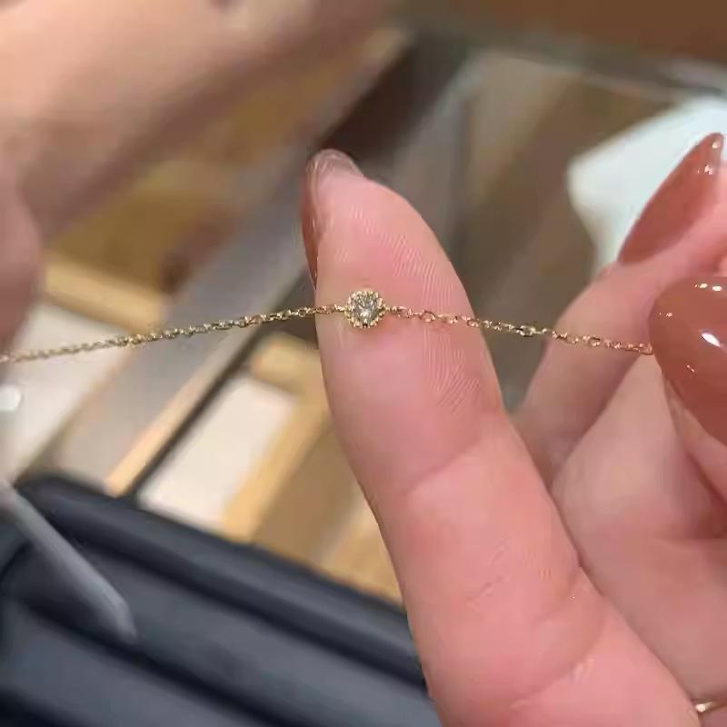 14K Gold-Plated S925 Sterling Silver Mini Zircon Ultra-Thin Bracelet for Women - Japanese Style Gift