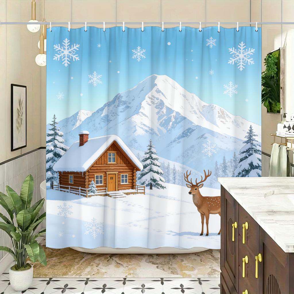 Whimsical Candy House & Gnomes with Lollipops Waterproof Shower Curtain for Bathroom Decor