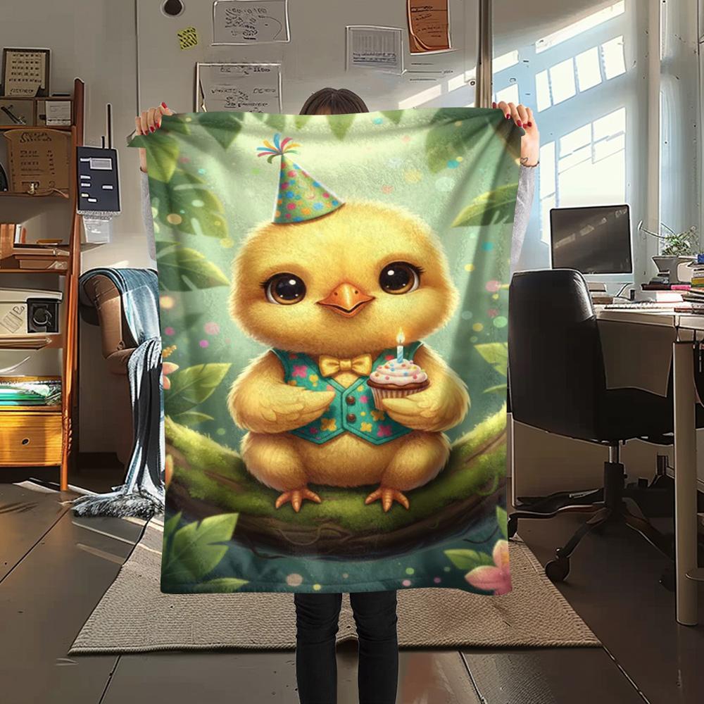 1PC Cute and heartwarming Print FlAannel Blanket, High quality Comfortable for All Seasons, Home Decor, Warmth and Comfort