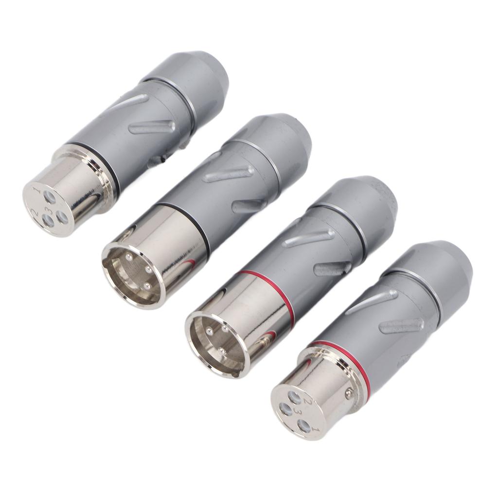 4Pcs 3 Pin XLR Adapter Pure Copper Plated 2 Male 2 Female XLR Converter Plug for Power Amplifier Microphone