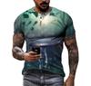 Fashion Casual 3d Printed Nature Landscape Pattern Summer Men Interesting Trend Plus Size Street Personality Harajuku Loose Top