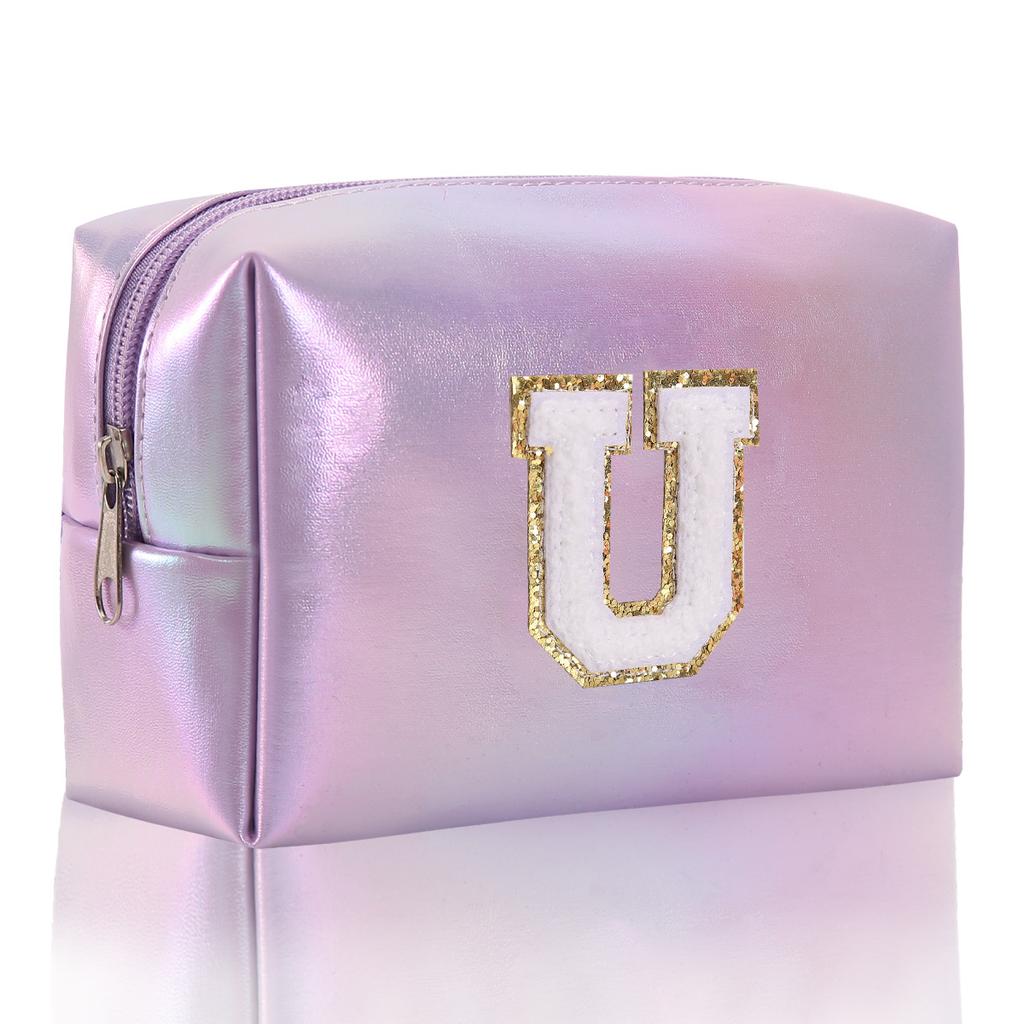 Octagon Bag Embroidery Alphabet Makeup Bag Large Capacity Toiletry Bag Travel Storage Bag Clutch Bag
