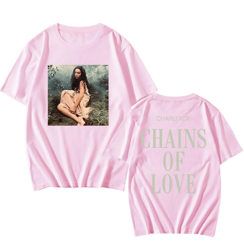 CHAINS OF LOVE T-shirt Charli Xcx Wuthering Heights Tshirts Cotton Short Sleeve Singer Graphic T Shirt Unisex Streetwear Tees