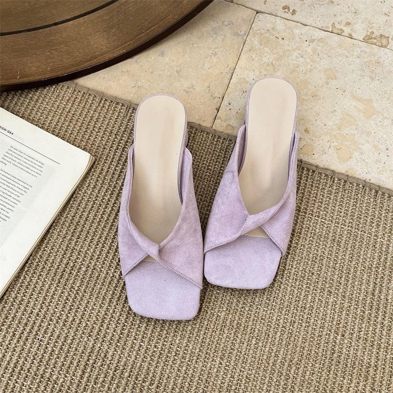 

Красные шлепанцы на толстом каблуке, женские, новые, простые, с квадратным носком, на среднем каблуке, повседневные, пляжные, крутые шлепанцы 40 лавандовый