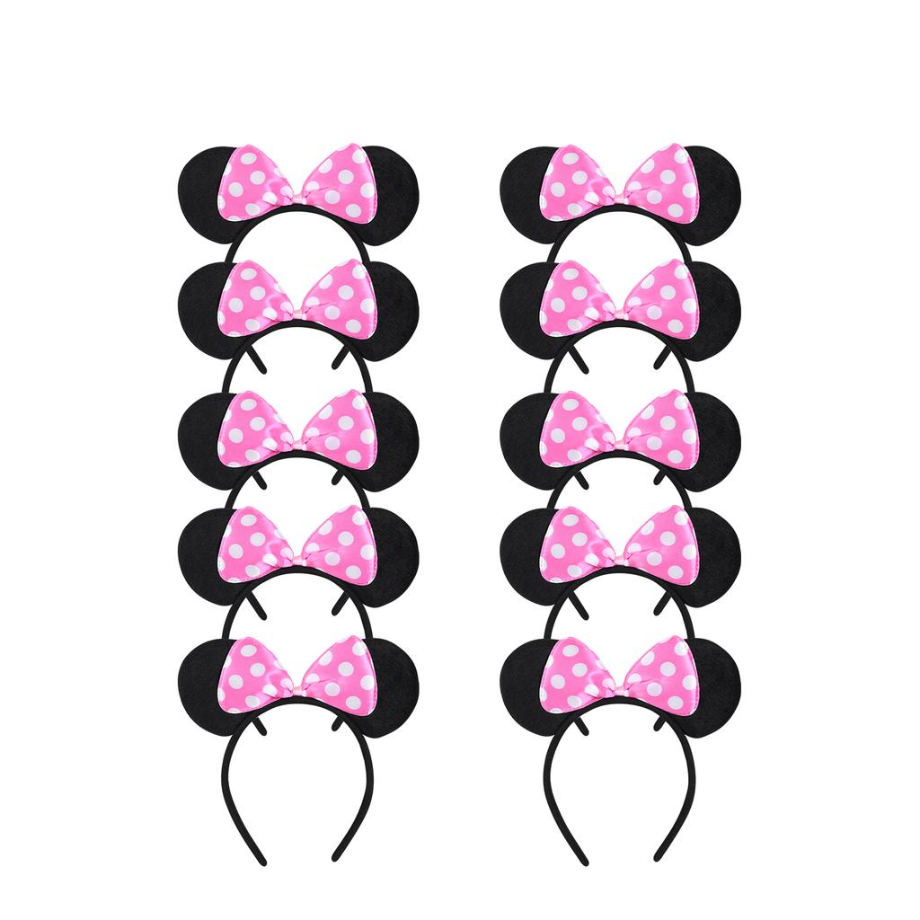 Mouse Ears Solid Bow Ears Headband for Birthday Party Supplies and Mouse Themed Costume Cosplay Decoration