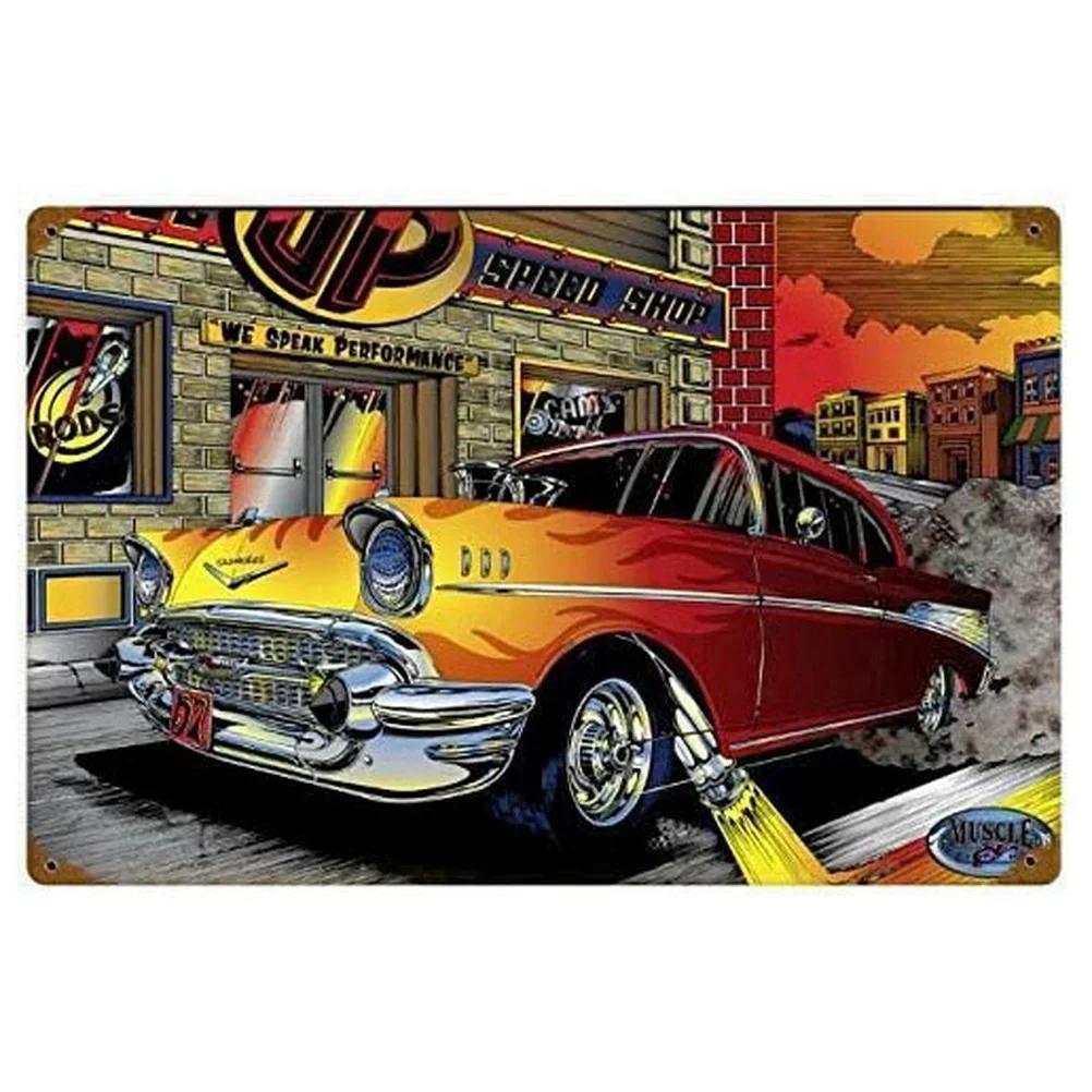 Vintage Car Metal Tin Signs Benz Mustang Posters Plate Wall Decor for Garage Bars Man Cave Cafe Clubs Retro Posters Plaque