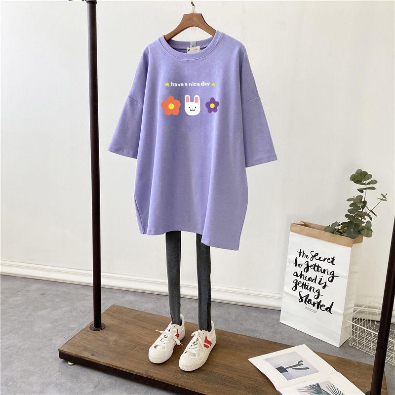 Korean Style Summer 2022 Loose Fit Nursing T-shirt for Pregnant Women - Short Sleeve, Mid-length, Plus Size, Trendy