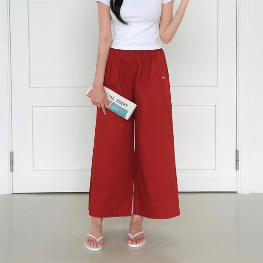 New Arrivals Open Run Women 100 Cotton Embroidery Design Wide Leg Pants