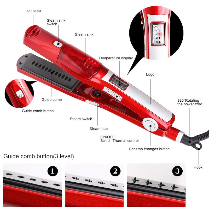 Profession Steam Hair Straightener Straightening Irons Brush Ceramic  Flat Iron Perfect Protection of Hair Straight Hair Iron